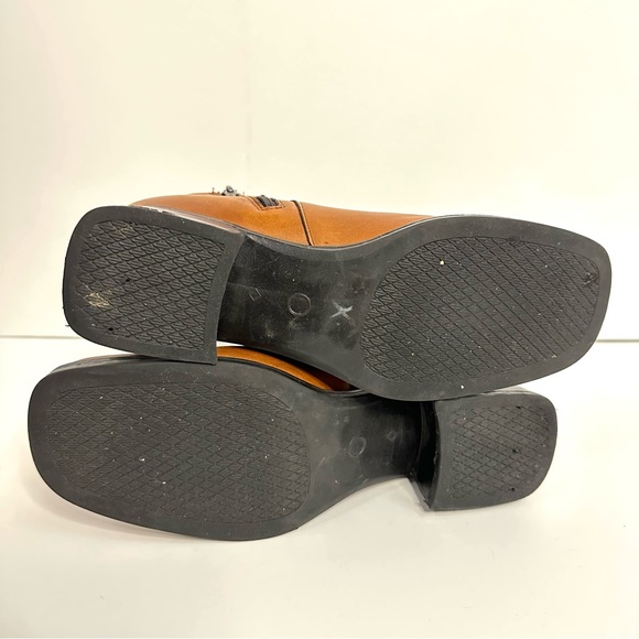 Vintage Santana Canada Waterproof Leather Camel Tan Chunky Square Toe Zip Boots - Picture 10 of 12